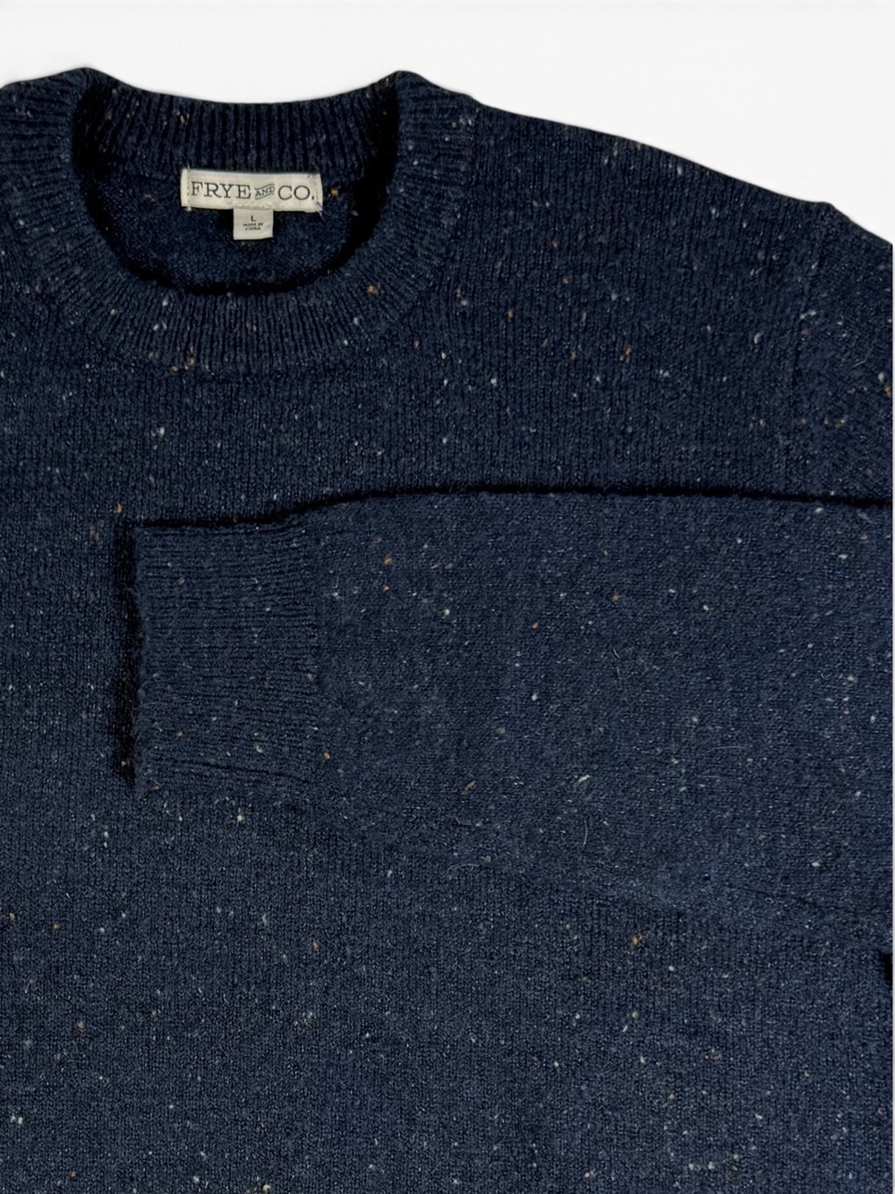 Frye and Co Nightsky Nep Crewneck Sweater Navy Flecked Men’s Large